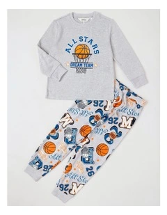 Cosy Knit Basketball Pyjamas in Grey Marle