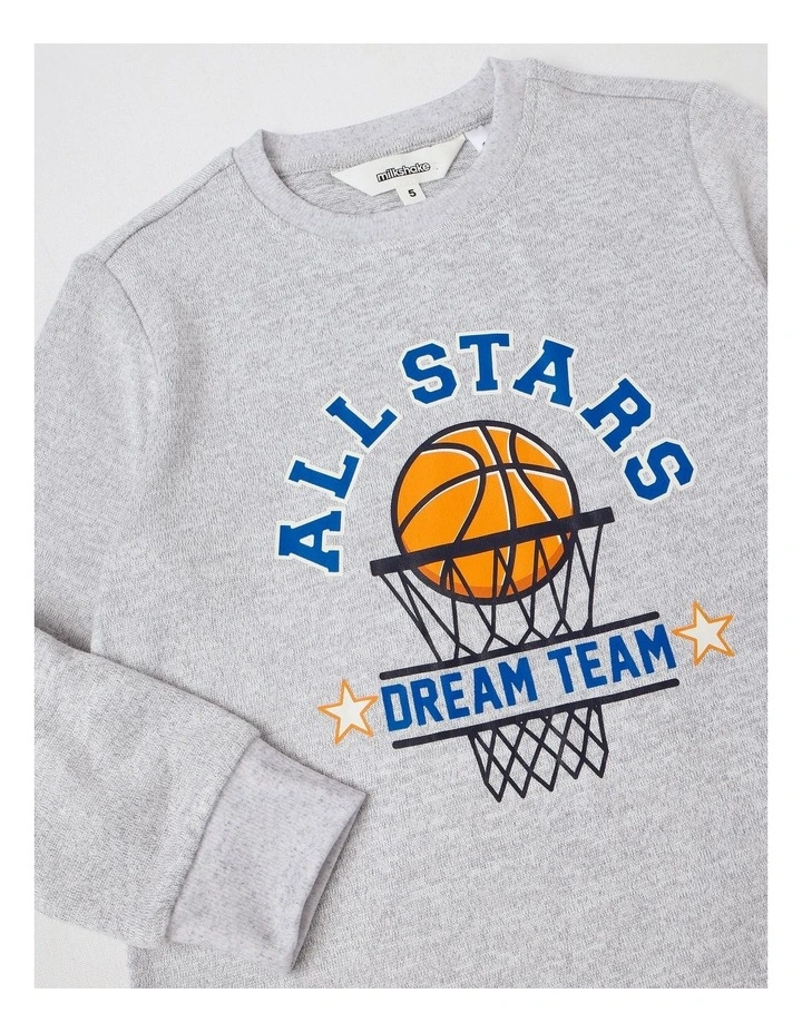 Cosy Knit Basketball Pyjamas in Grey Marle image 2