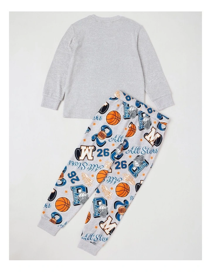 Cosy Knit Basketball Pyjamas in Grey Marle image 3