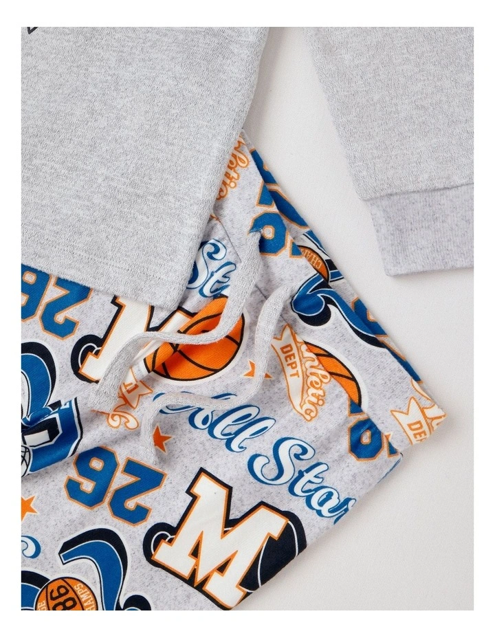 Cosy Knit Basketball Pyjamas in Grey Marle image 4
