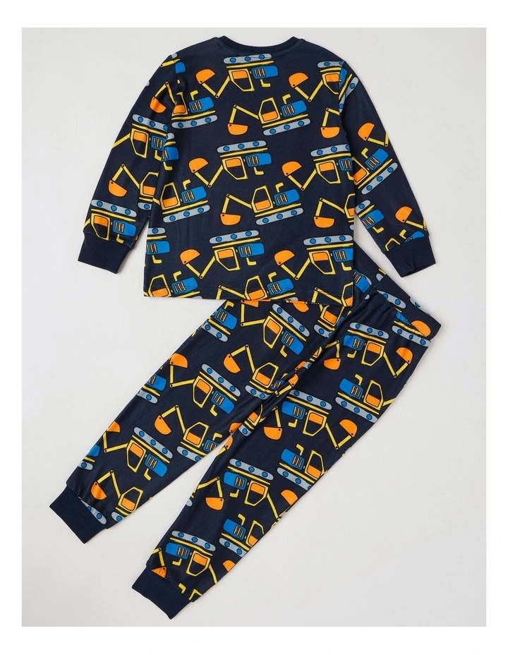 Cosy Knit Digger Pyjamas in Navy image 3