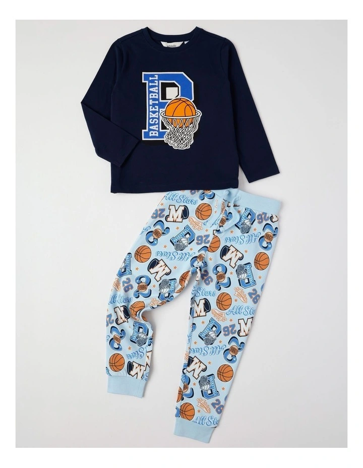 Knit Fleece Sports Pyjamas in Navy image 1