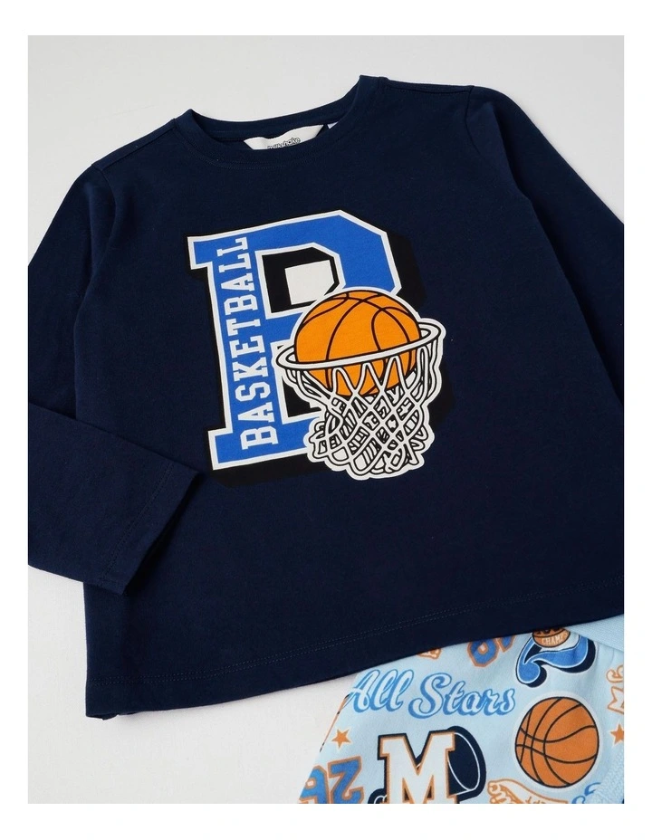 Knit Fleece Sports Pyjamas in Navy image 2