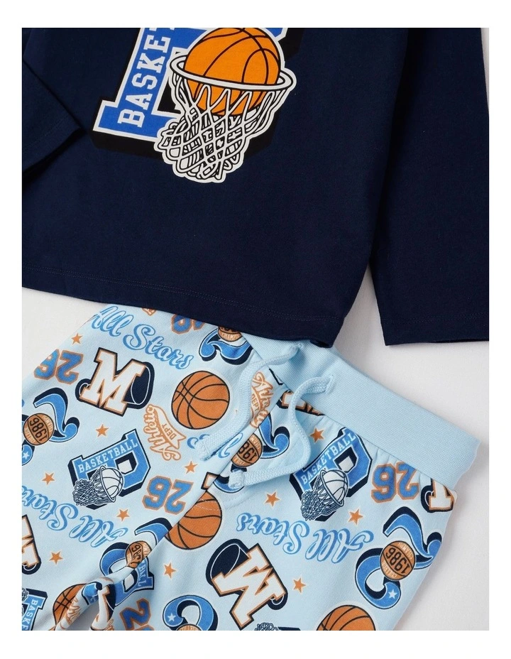 Knit Fleece Sports Pyjamas in Navy image 4