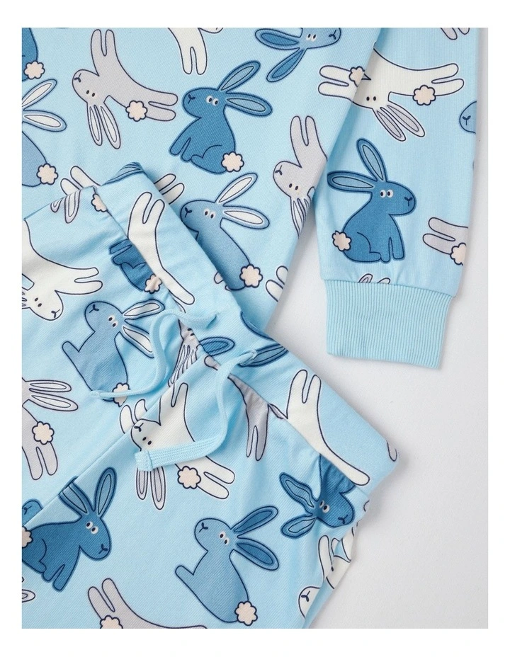 Cosy Sibling Bunny Pyjamas in Azure image 2