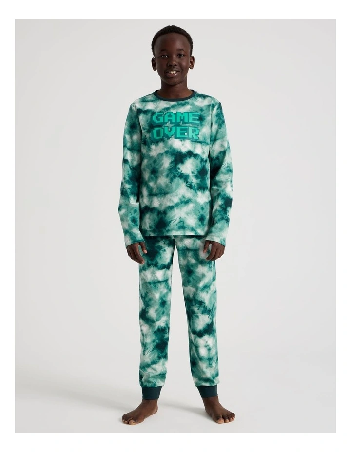 Knit Tie Dye Pyjamas in Green image 1