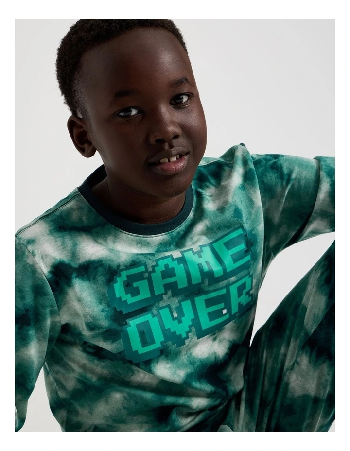 Knit Tie Dye Pyjamas in Green image 2