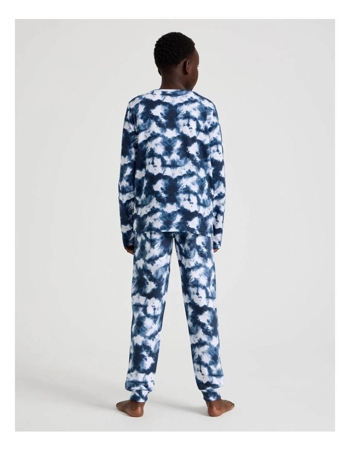 Knit Fleece Tie Dye Pyjamas in Blue image 5