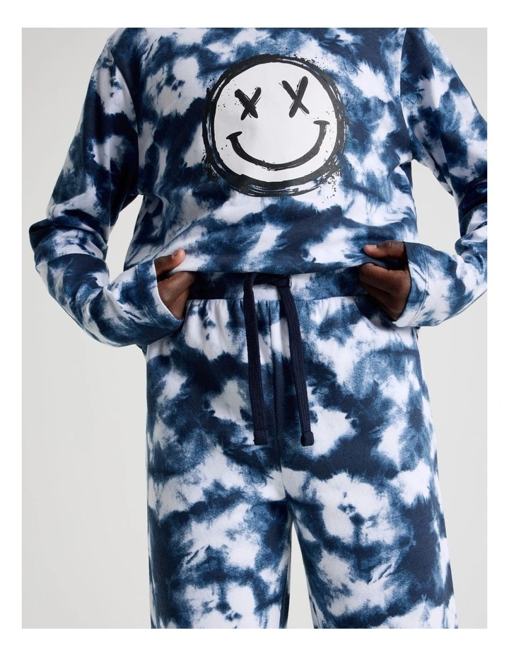 Knit Fleece Tie Dye Pyjamas in Blue image 6