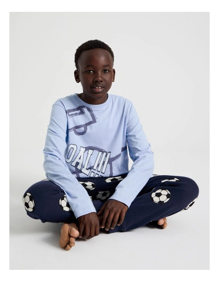 Knit Fleece Basketball Pyjamas in Blue image 1