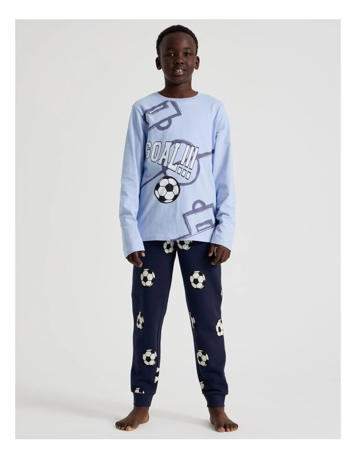Knit Fleece Basketball Pyjamas in Blue image 2