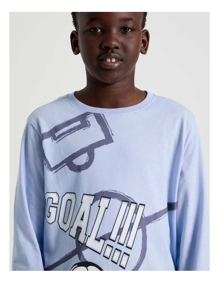 Knit Fleece Basketball Pyjamas in Blue image 3
