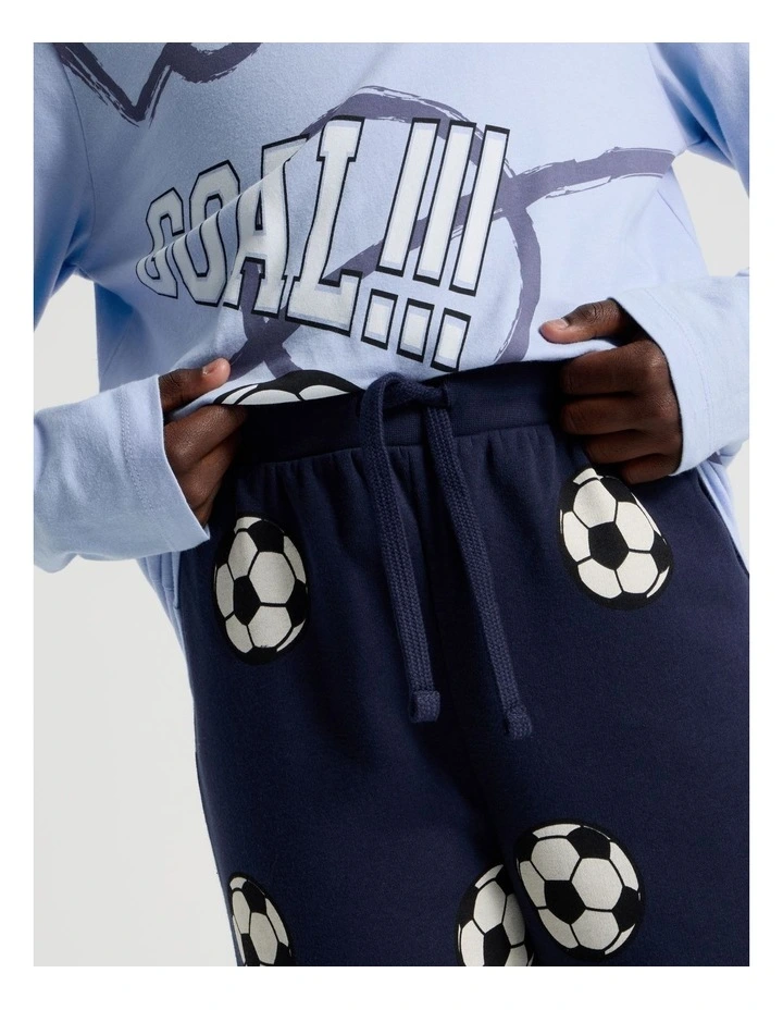 Knit Fleece Basketball Pyjamas in Blue image 5