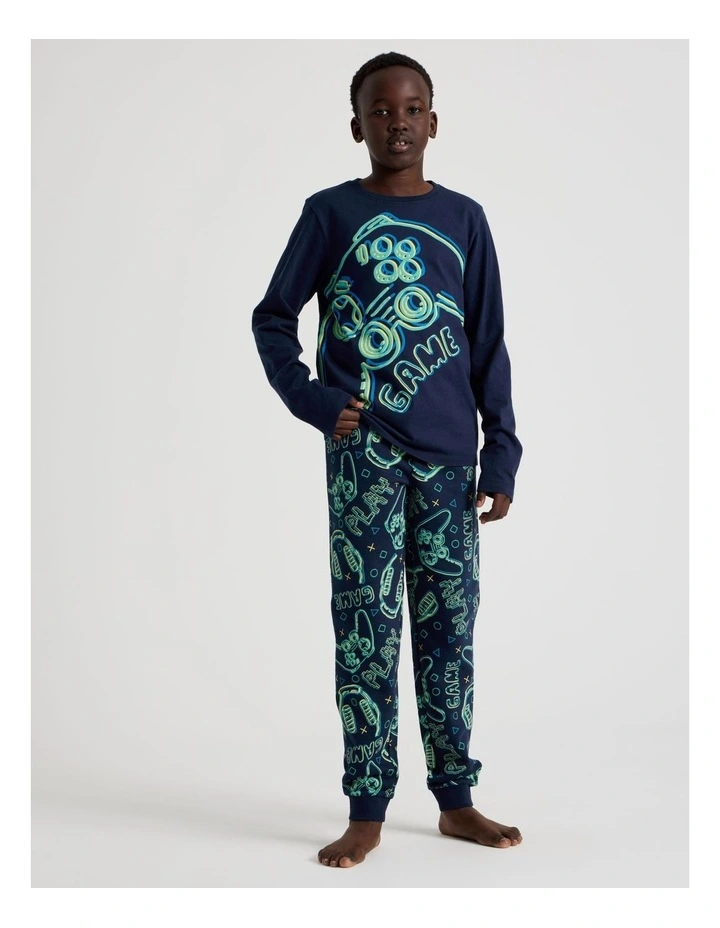 Knit Fleece Controller Pyjamas in Navy image 1