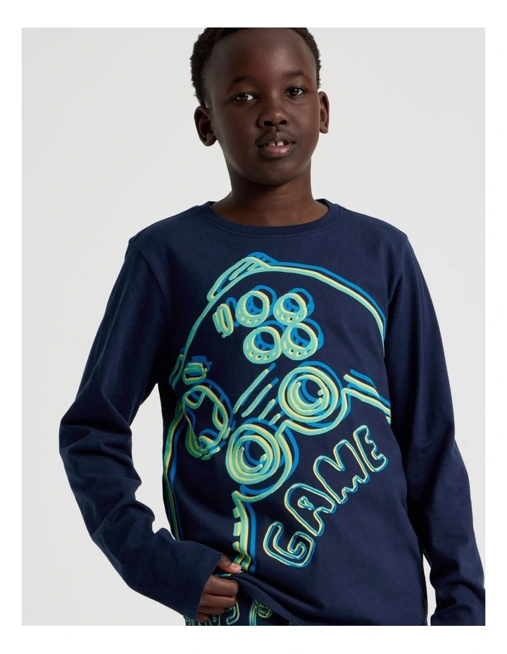 Knit Fleece Controller Pyjamas in Navy image 2