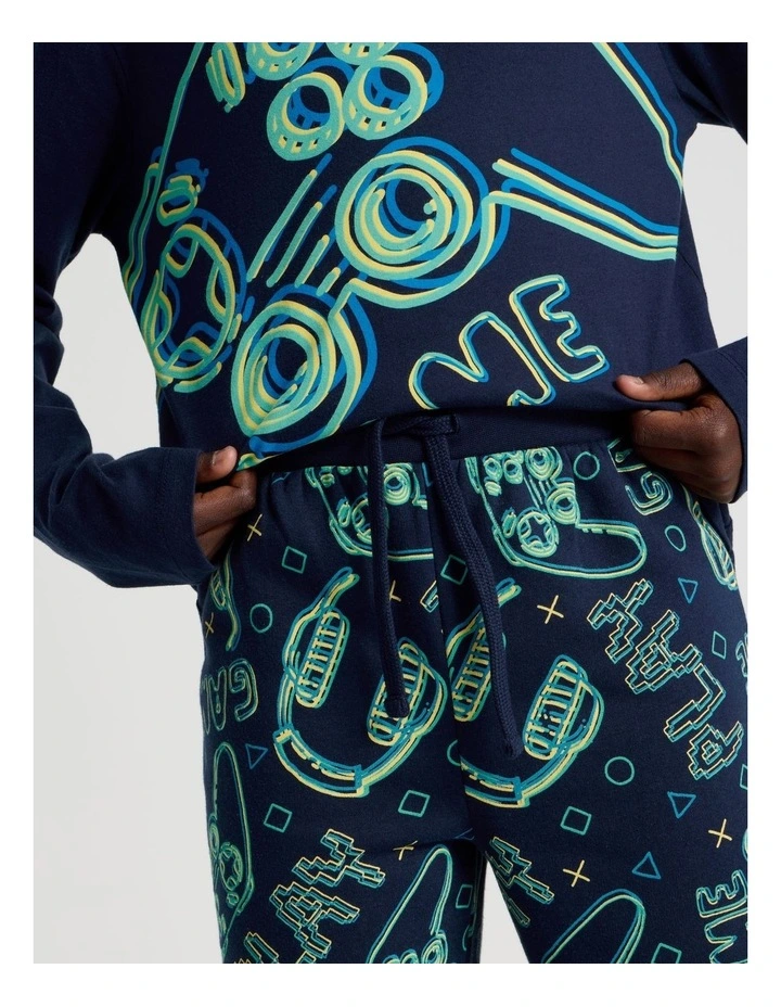 Knit Fleece Controller Pyjamas in Navy image 4