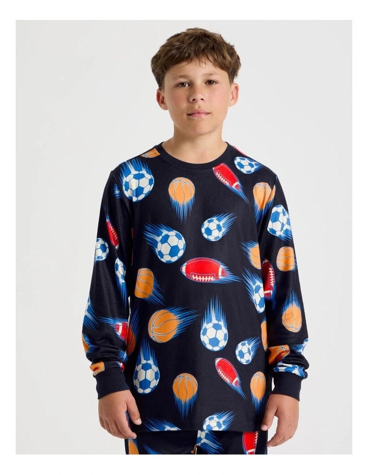 Cosy Knit Sports Pyjamas in Multi image 2