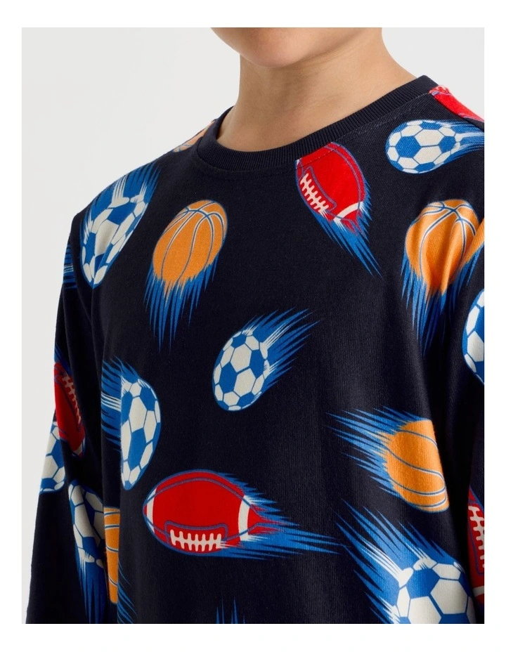 Cosy Knit Sports Pyjamas in Multi image 3