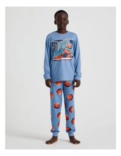 Cosy Knit Basketball Pyjamas in Blue