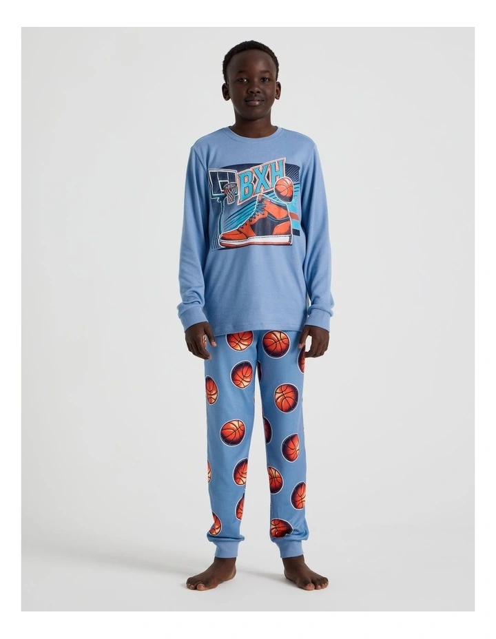 Cosy Knit Basketball Pyjamas in Blue image 1