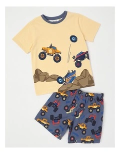 Monster Truck Stunts Jersey Pyjamas in Light Yellow