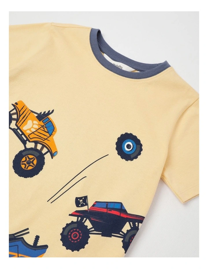 Monster Truck Stunts Jersey Pyjamas in Light Yellow image 2