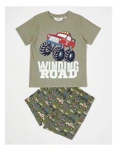 Monster Truck Placement Jersey Pyjamas in Khaki