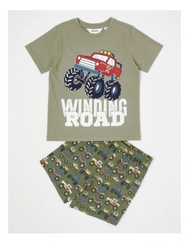 Monster Truck Placement Jersey Pyjamas in Khaki image 1