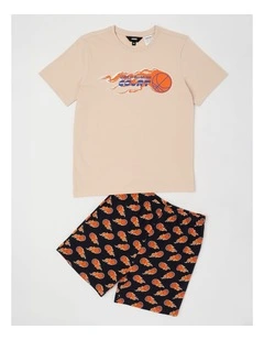 Basketball Flame Jersey Pyjamas in Grey