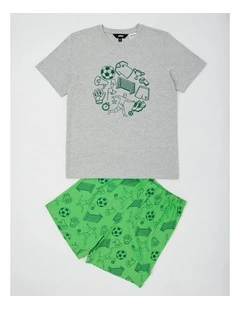 Soccer Jersey Pyjamas in Grey Marle