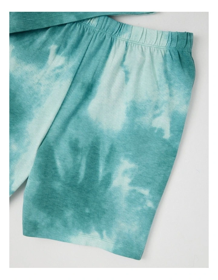 Smiley Tie Dye Jersey Pyjamas in Teal image 5