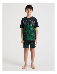 Neon Controller Jersey Pyjamas in Gunmetal