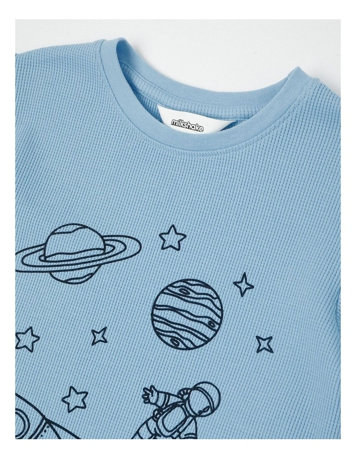 Space Short Sleeve T-Shirt & Pants Pyjamas in Arctic Blue image 2