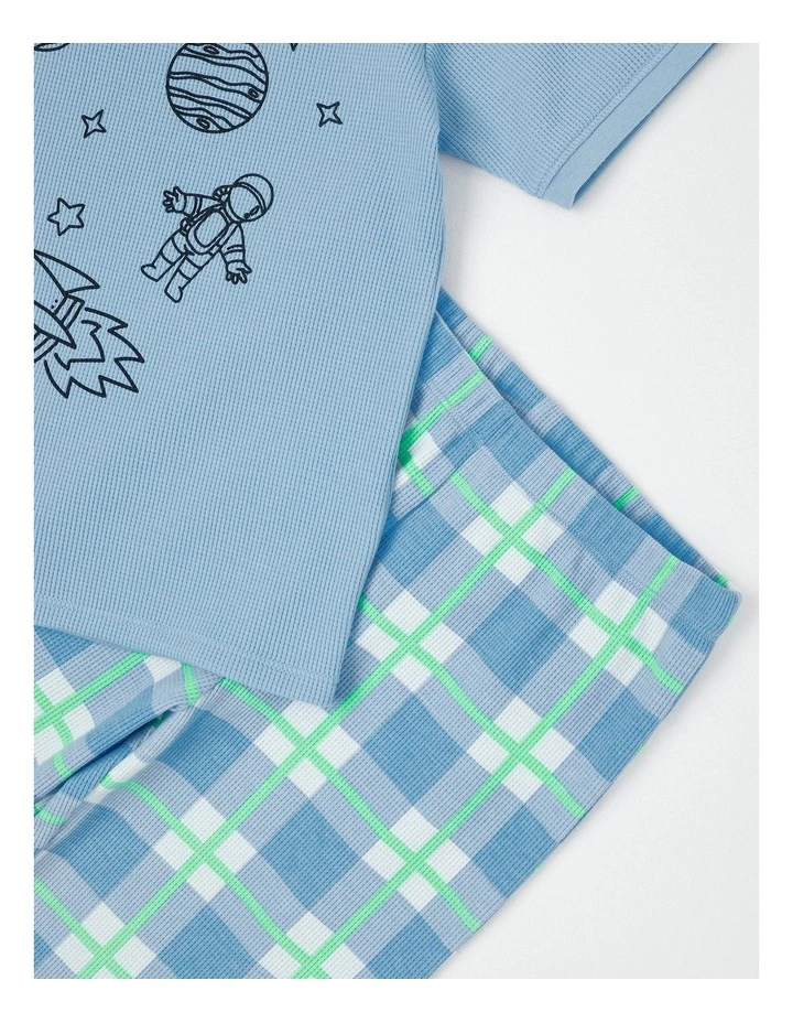 Space Short Sleeve T-Shirt & Pants Pyjamas in Arctic Blue image 4