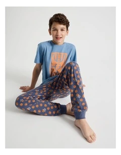 Basketball Short Sleeve T-Shirt & Pants Pyjamas in Midnight