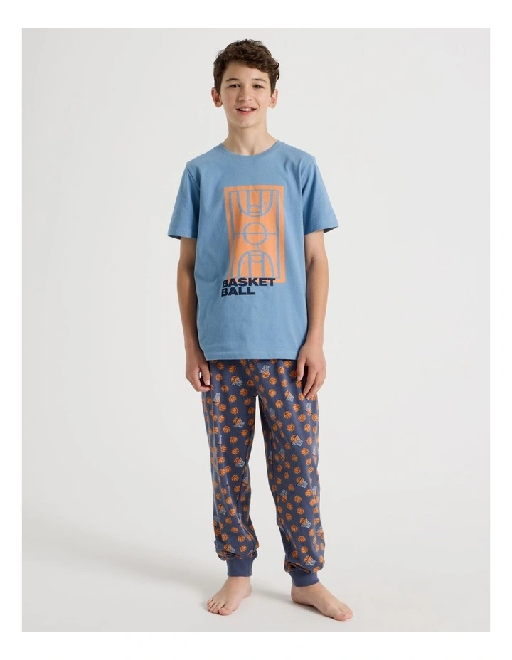Basketball Short Sleeve T-Shirt & Pants Pyjamas in Midnight image 2