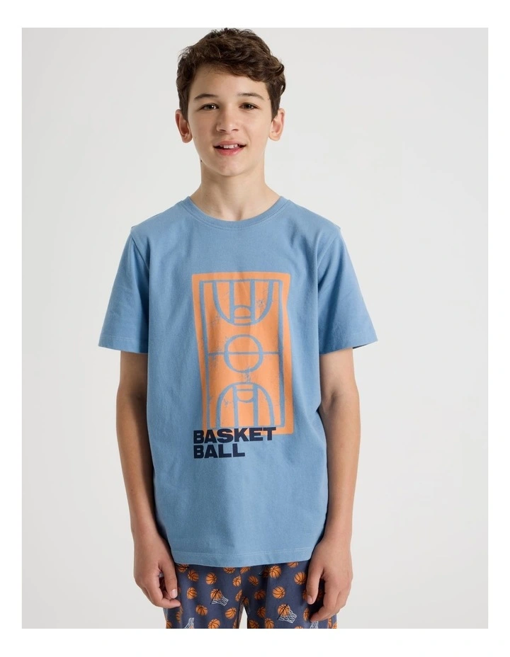 Basketball Short Sleeve T-Shirt & Pants Pyjamas in Midnight image 3