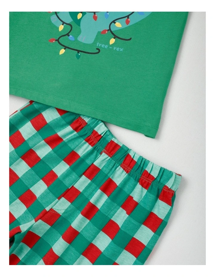 Dino Xmas Jersey Pyjamas in Green image 4