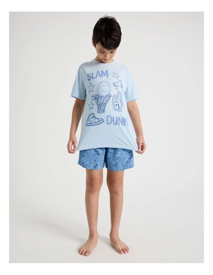 Slam Dunk Jersey Pyjamas in Bluestone image 2
