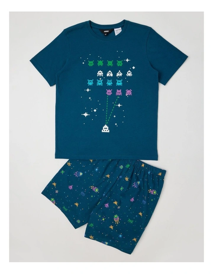 Space Invader Jersey Pyjamas in Petrol image 1