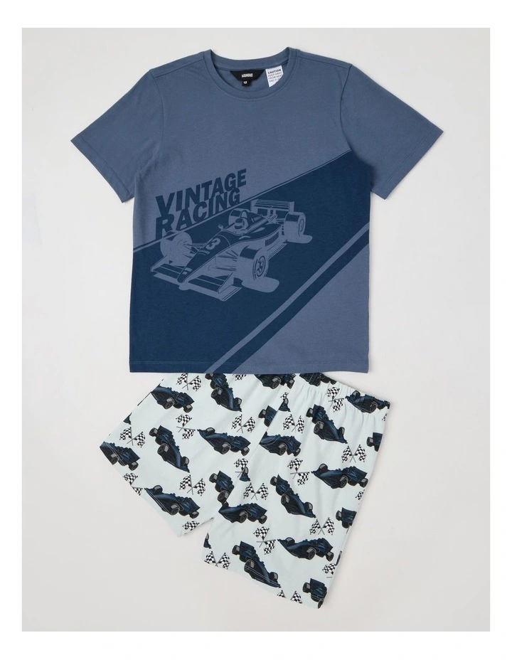 Vintage Car Jersey Pyjamas in Navy image 1