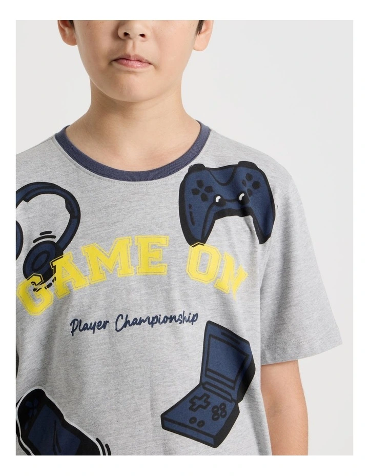 Game On Jersey Pyjamas in Grey Marle image 3