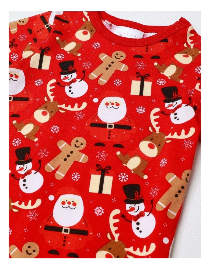 Xmas Gingerbread Family Matching Print Romper in Crimson image 2
