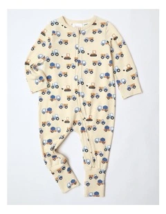 Transport Family Matching Print Coverall in Oatmeal