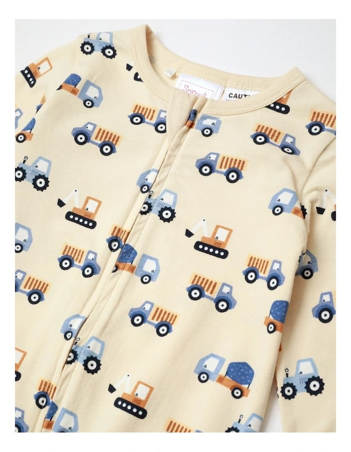 Transport Family Matching Print Coverall in Oatmeal image 2