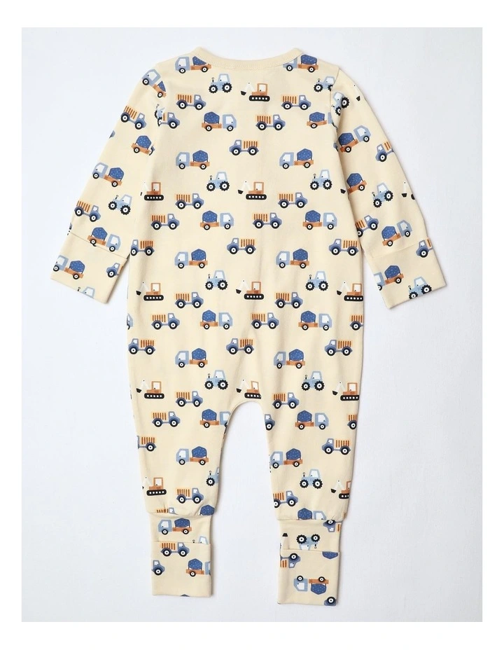 Transport Family Matching Print Coverall in Oatmeal image 4