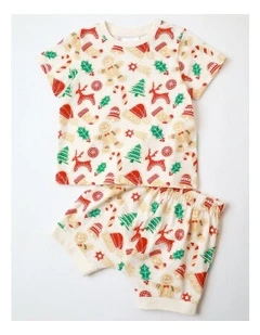 Unisex Top Xmas Pyjamas in Bone