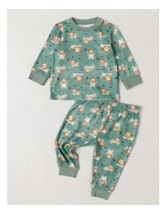 Cosy Knit Lion Pyjamas in Bright Green
