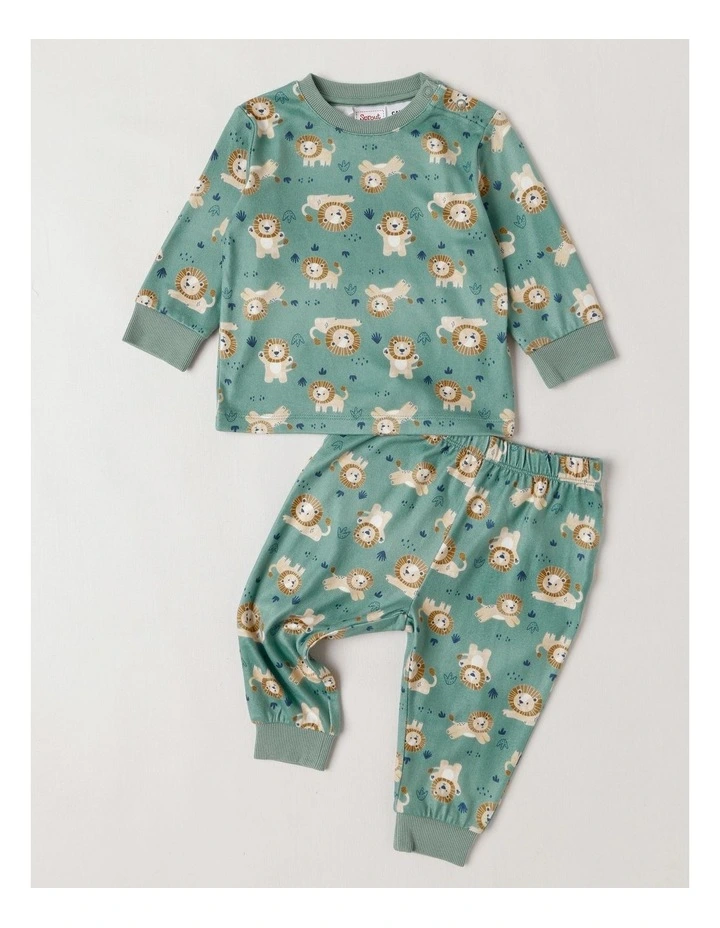 Cosy Knit Lion Pyjamas in Bright Green image 1