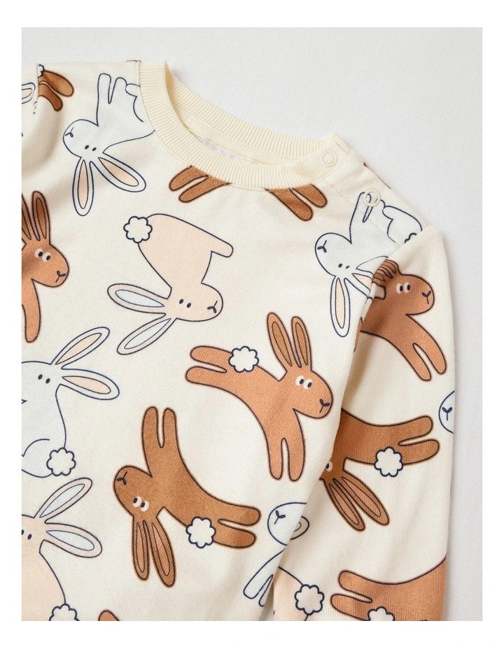 Cosy Knit Bunny Pyjamas in Oatmeal image 2